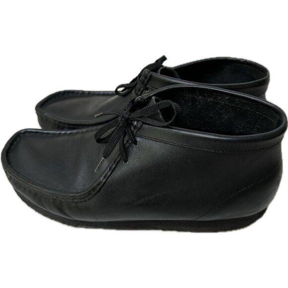 CLARKS  Men’s WALLABEES CHUKKA BOOTS BLACK LEATHER 12 M - Picture 1 of 8